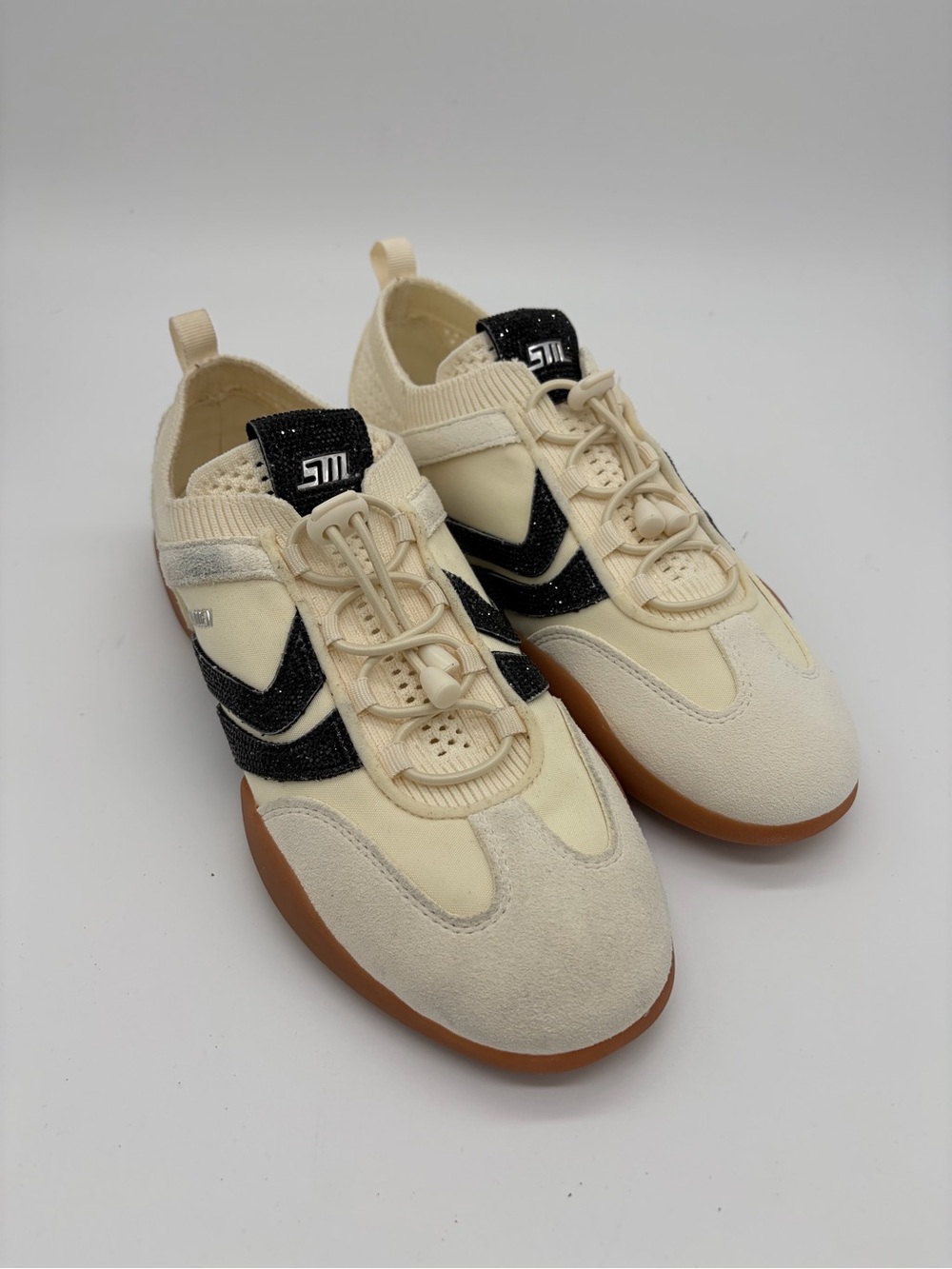 Steve Madden Reboot-R Rhinestone Suede Sneakers Bone - Size 7.5